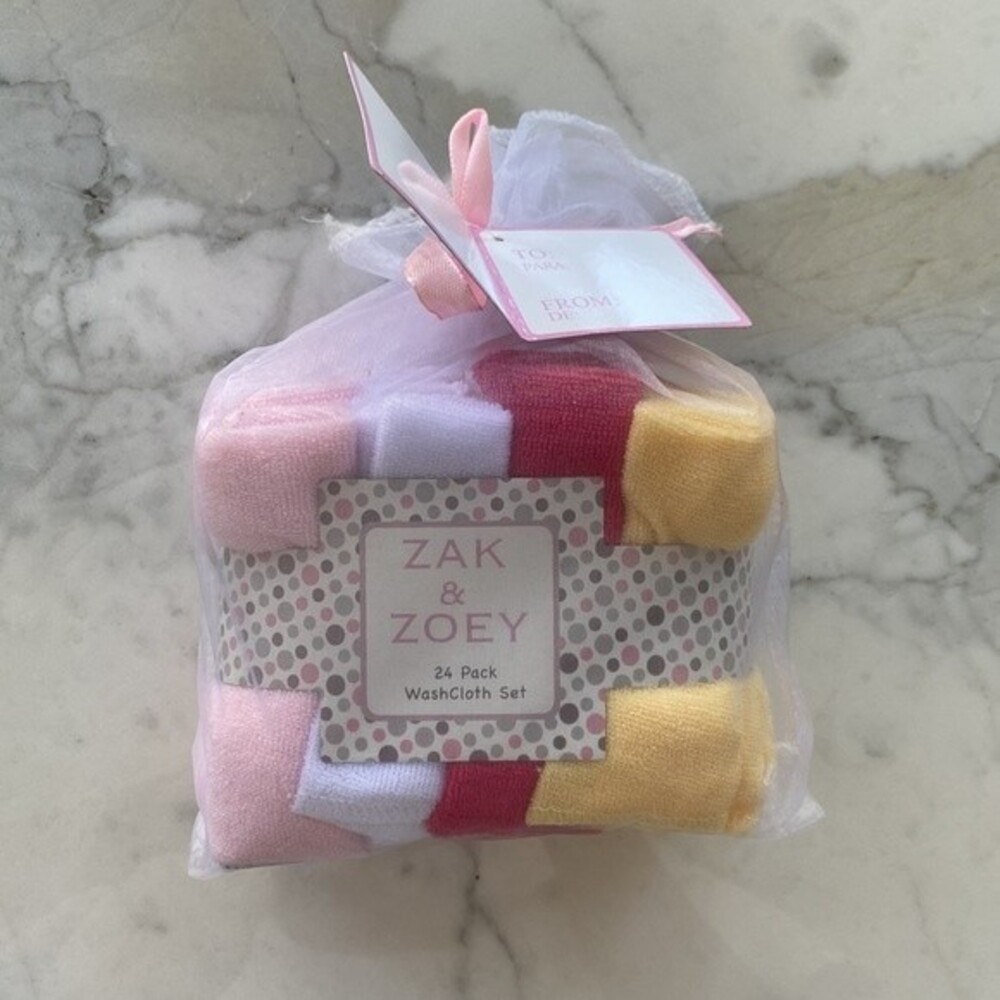 Baby Wash Cloths Pink Yellow‎ White 24 pack